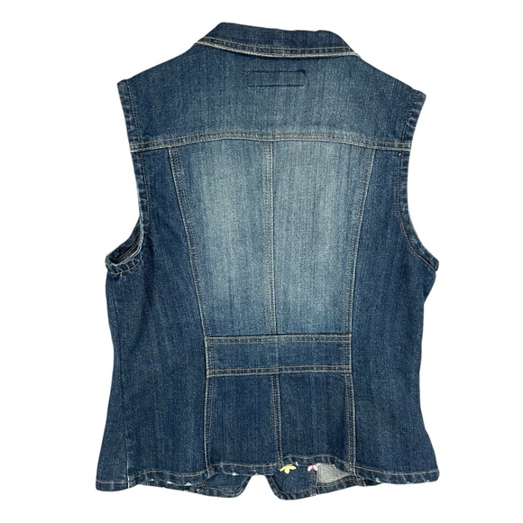 Baccini Denim Peacock Embroidered Vest Floral Hippie Bohemian Gypsy - Picture 2 of 6